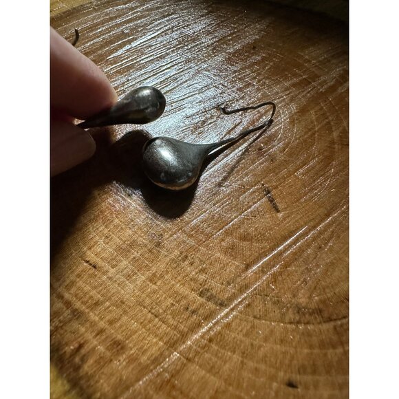 Vtg Sterling Silver Teardrop Long Dangle Drop Earrings Modernist Mid Mod Read - Picture 11 of 16